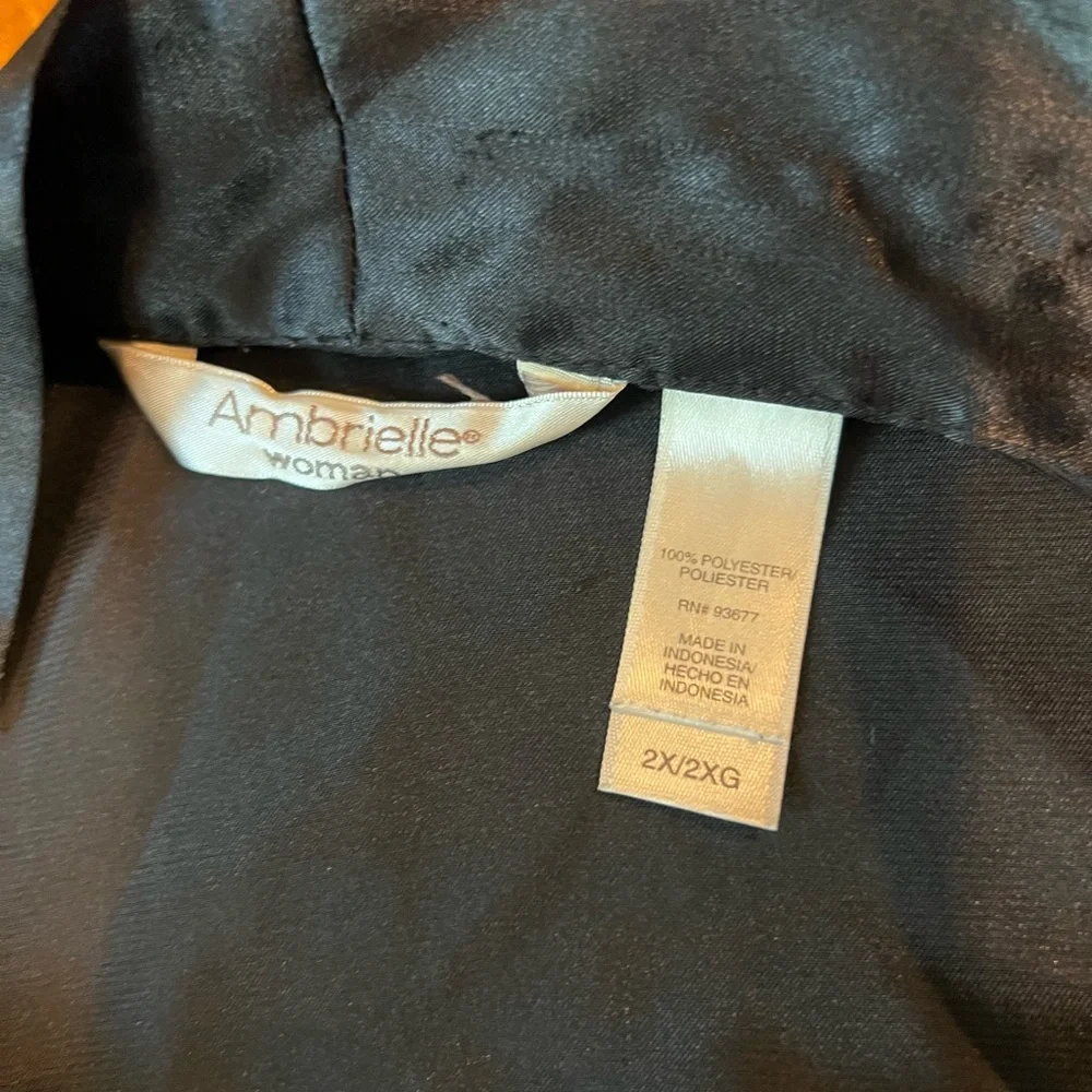 Ambrielle Black Satin Robe XXL Silky Kimono Lounge Bridal Getting Ready